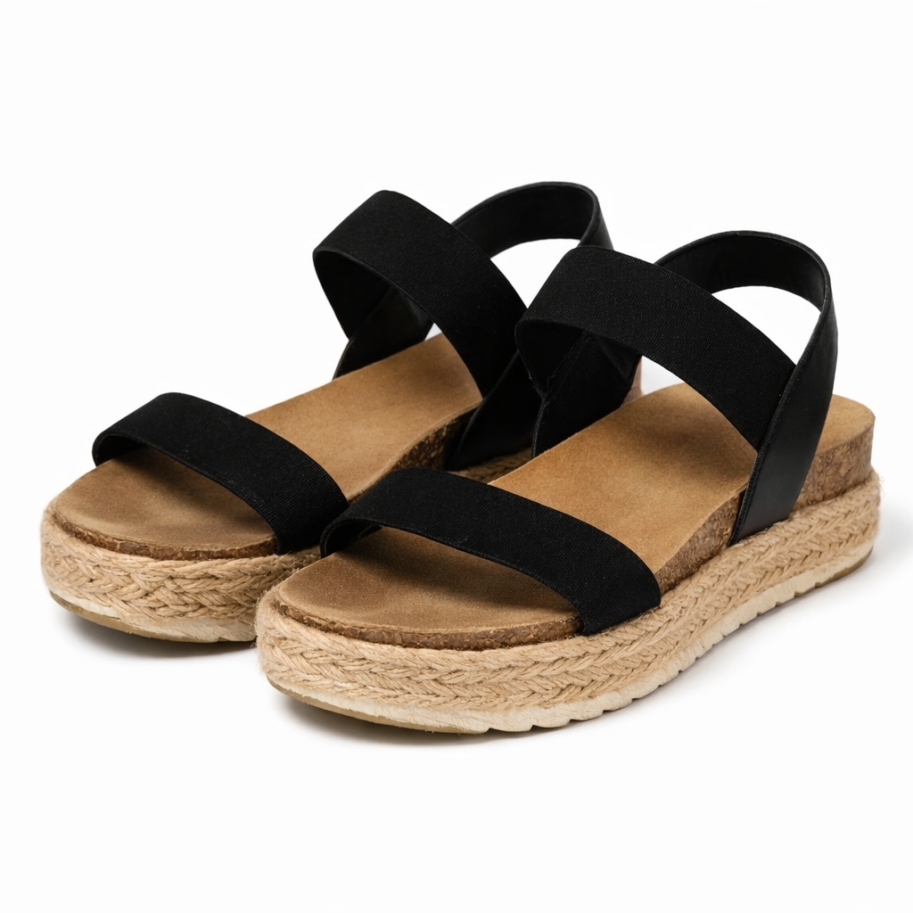 Steve Madden Black Espadrille Platform Sandals | Size 7